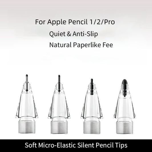 Microcrystalline Elastic Stylus Tip Replacement for Apple Pencil, Anti-slip Damping Nib Compatible with Paper Film & Tempered Film