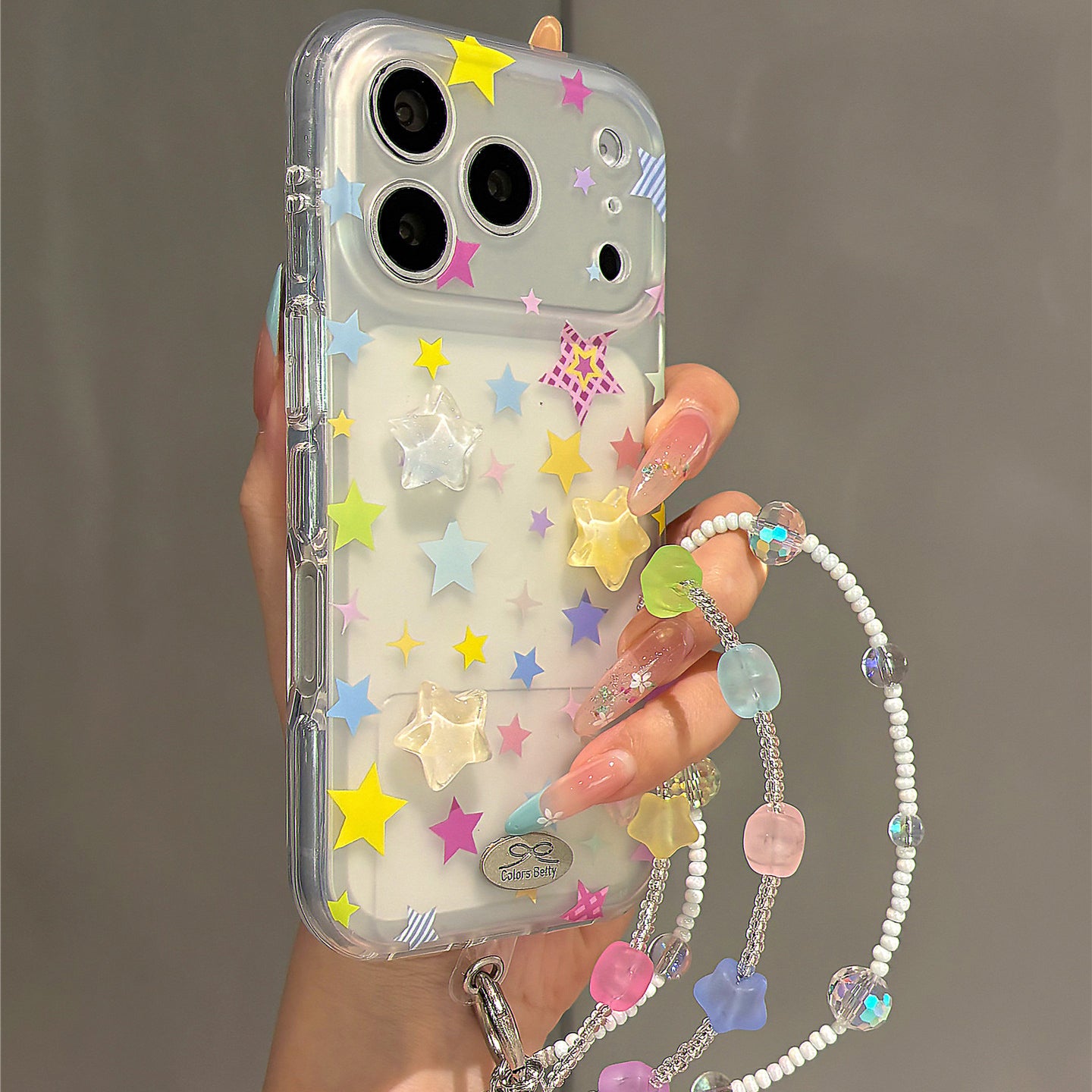 Kawaii Transparent Star Case with Removable Charm Strap