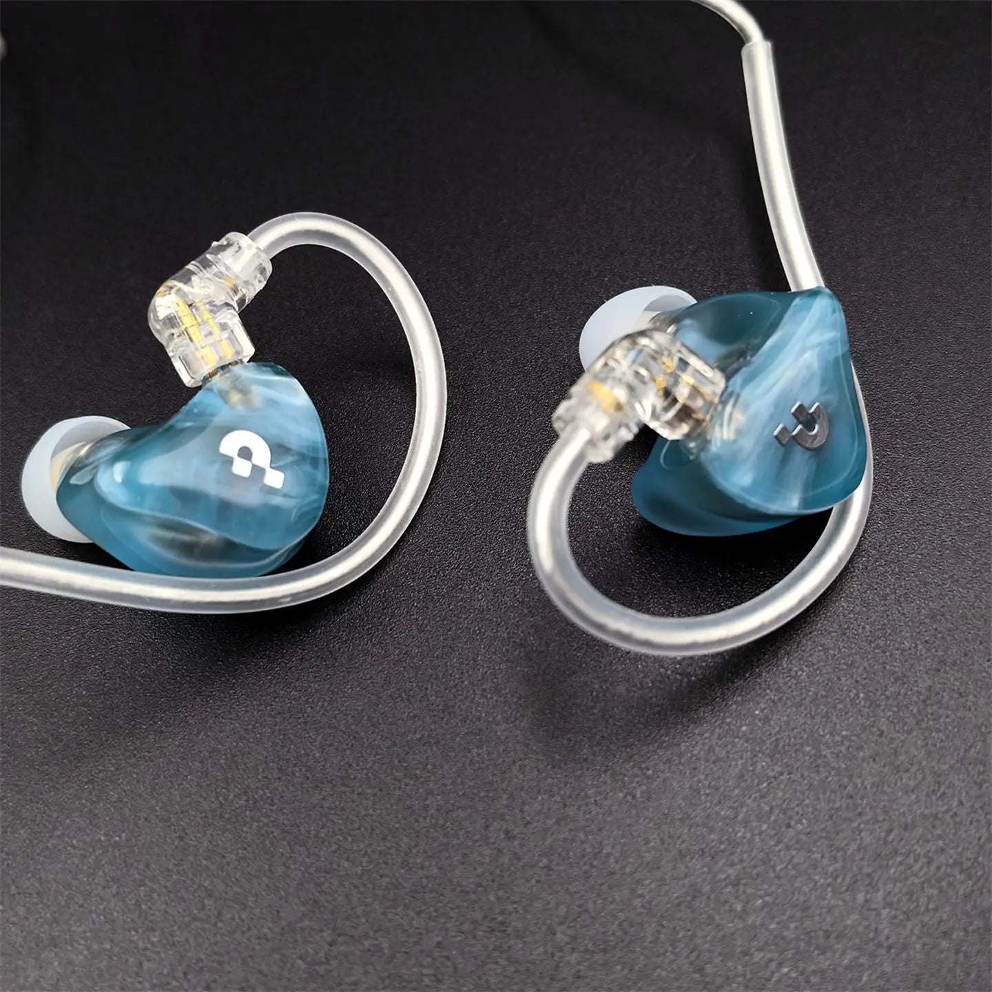 Pixel Art Resin Wired In Ear Earphones, Crystal Blue Headphones with Optional Mic & Type-C Plug for Daily Music Calls SEACASE