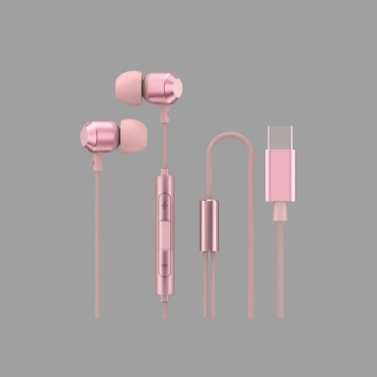 Type-C Wired In-Ear Earphones, Retro Metal Wired Headphones with Inline Mic & Volume Control SEACASE