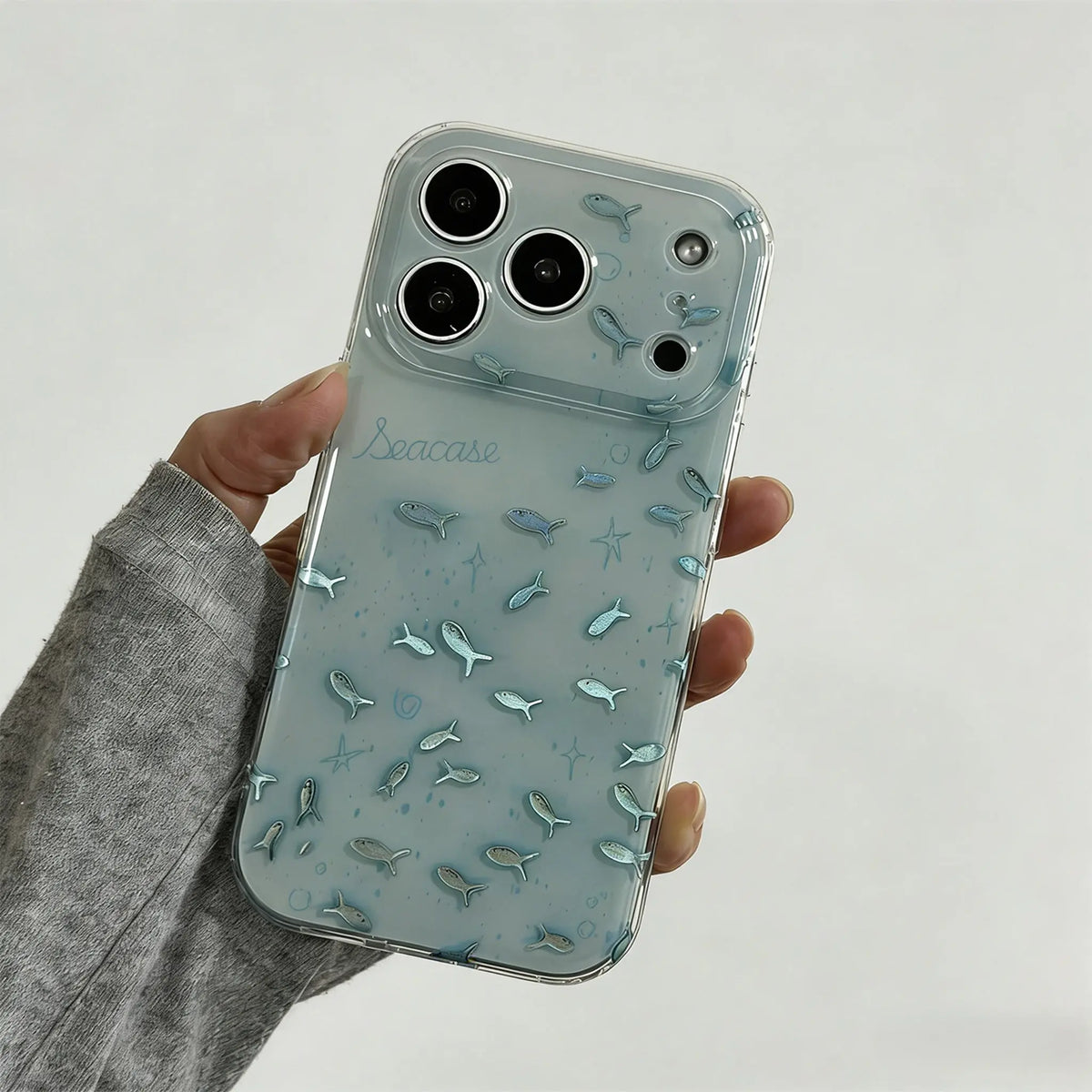Clear Mint Blue Iridescent Fish iPhone Case SeaCase