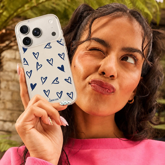 Crush Minimal Silver Blue Sketch Heart iPhone Case SeaCase