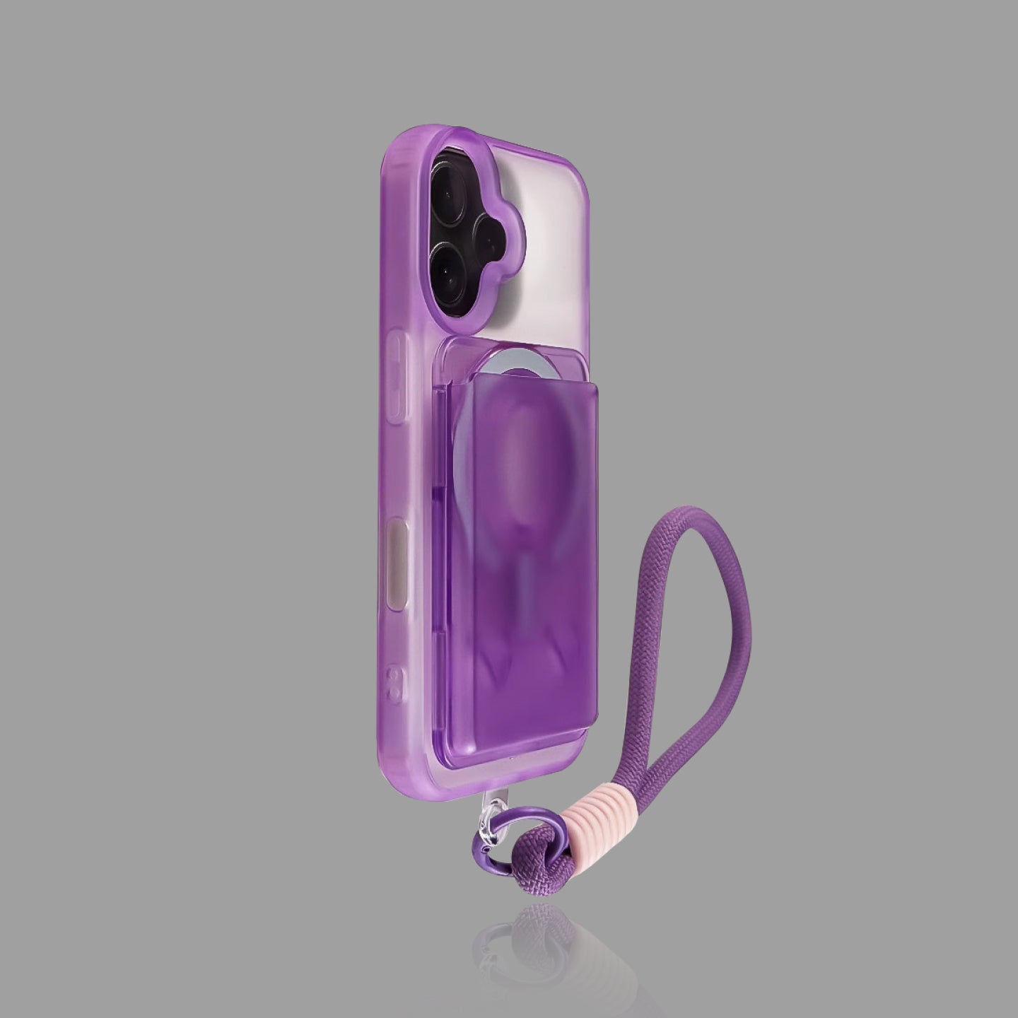 마그네틱 카드 홀더가 있는 프로스티드 매트 투명 iPhone 케이스