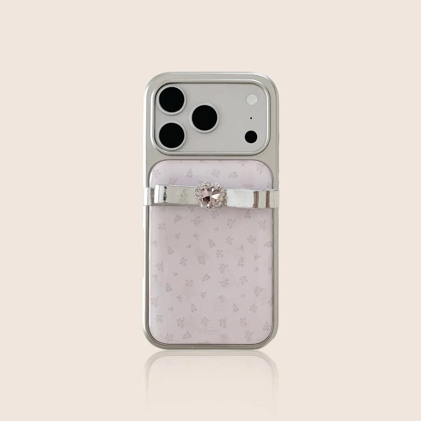 Pink Floral Heart Rhinestone iPhone Case Gentle Style SEACASE