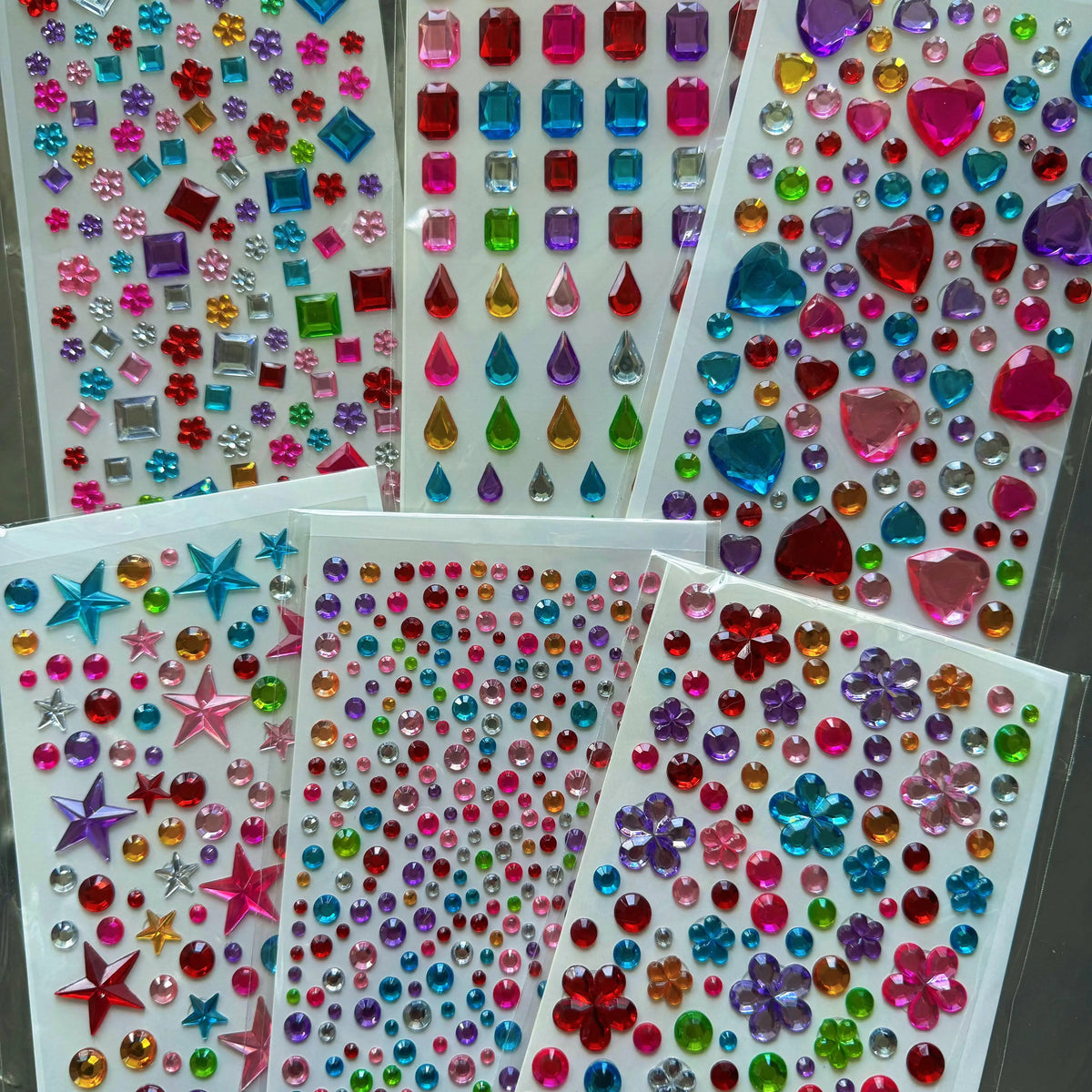 Ins Retro Rhinestone Gem Stickers Mixed Shapes DIY Pack SeaCase