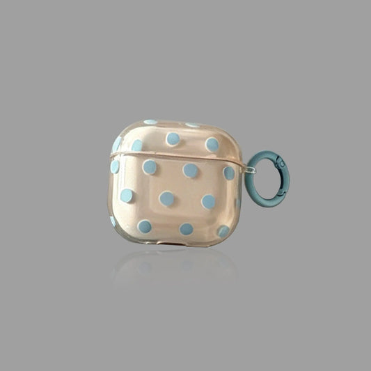 Fresh Transparent Polka‑Dot AirPods Case, Simple TPU Protective Cover with Color‑Matched Ring Clasp SEACASE