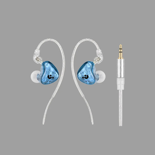 Pixel Art Resin Wired In Ear Earphones, Crystal Blue Headphones with Optional Mic & Type-C Plug for Daily Music Calls SEACASE