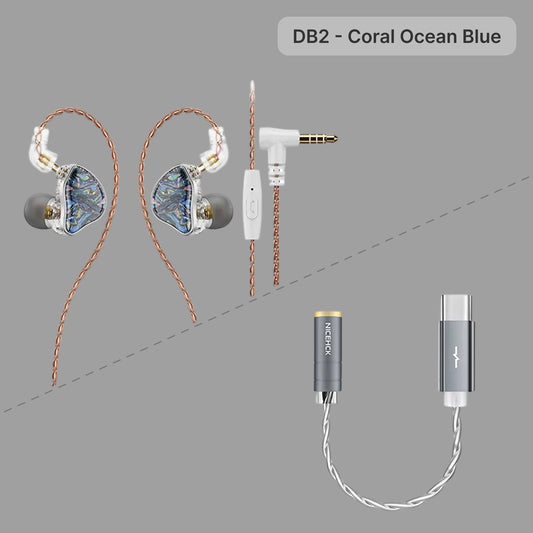 In-Ear Monitor Wired HiFi Earphones, Detachable 0.78mm 2Pin Cable, Optional Mic & Type-C Dongle