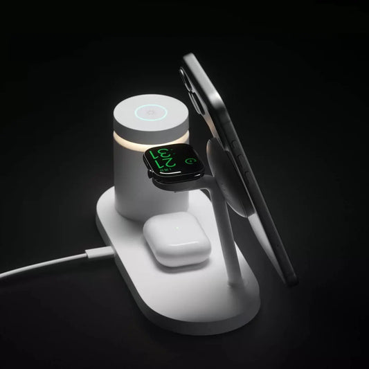 3 in 1 Magnetic Wireless Charging Station with Touch Night Light, MagSafe Charger Stand for iPhone, iWatch & AirPods SEACASE