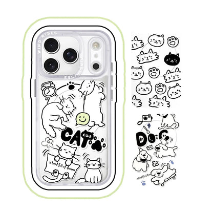 Hand-Drawn Line Style Cat and Dog Pattern Series SEACASE
