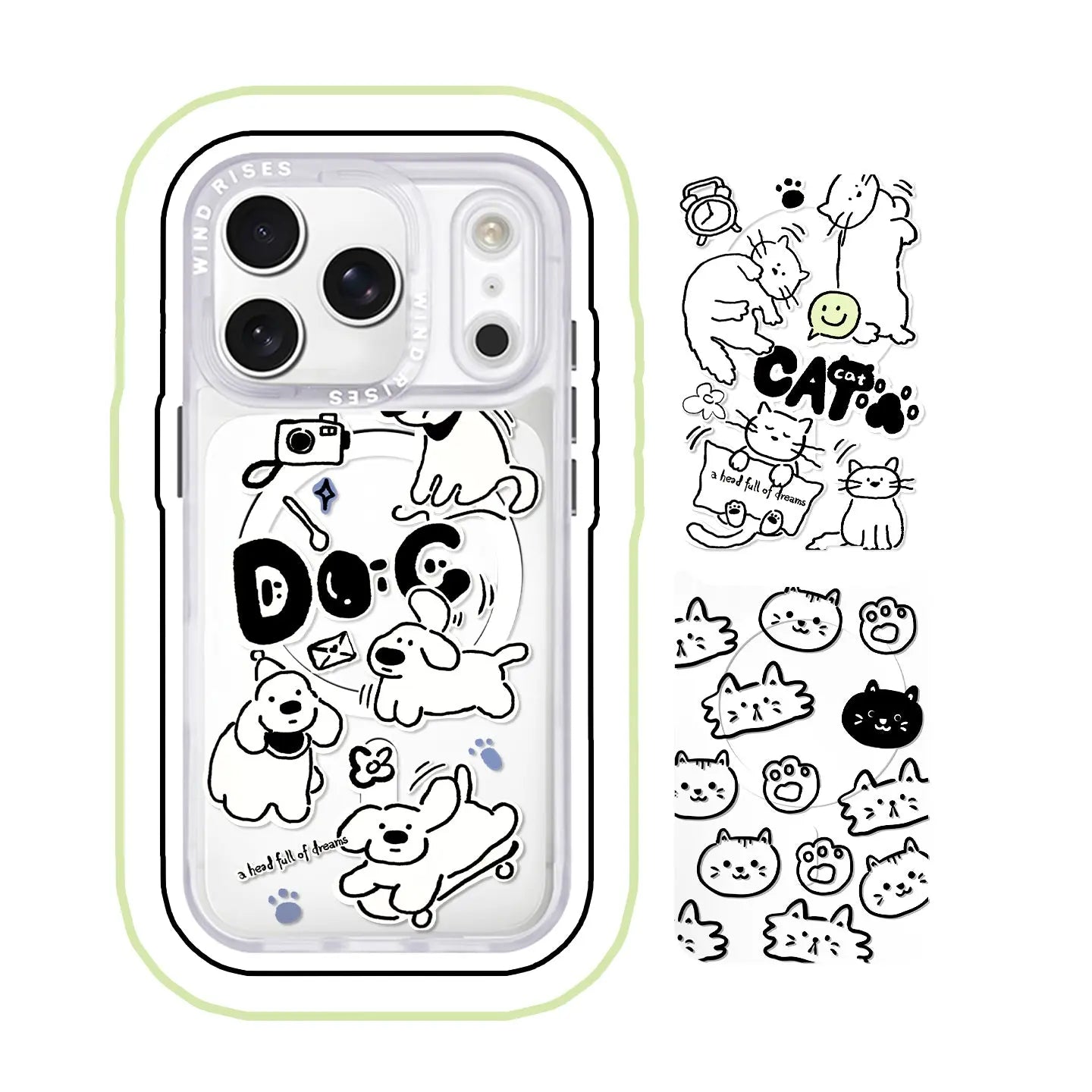 Hand-Drawn Line Style Cat and Dog Pattern Series SEACASE