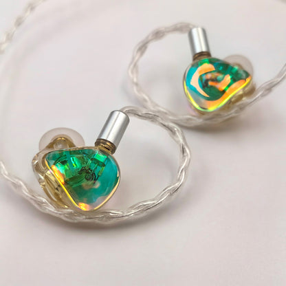 Iridescent Resin Wired In Ear Headphones,  Optional Mic & Type-C Plug for Daily Music Calls