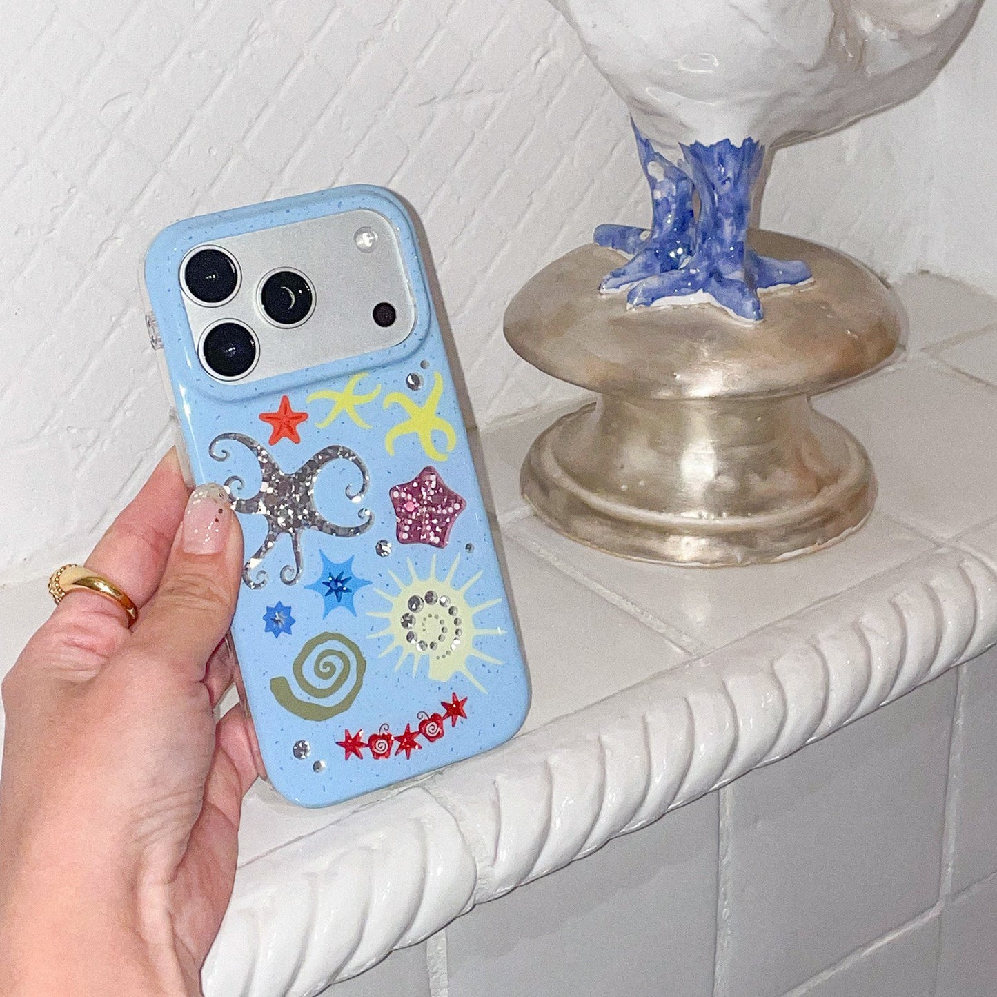 Ocean & Beach Themed iPhone Case with Beaded Strap & Charm