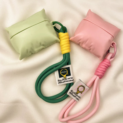 Pleated Irregular Pillow AirPods Case with Wrist Lanyard