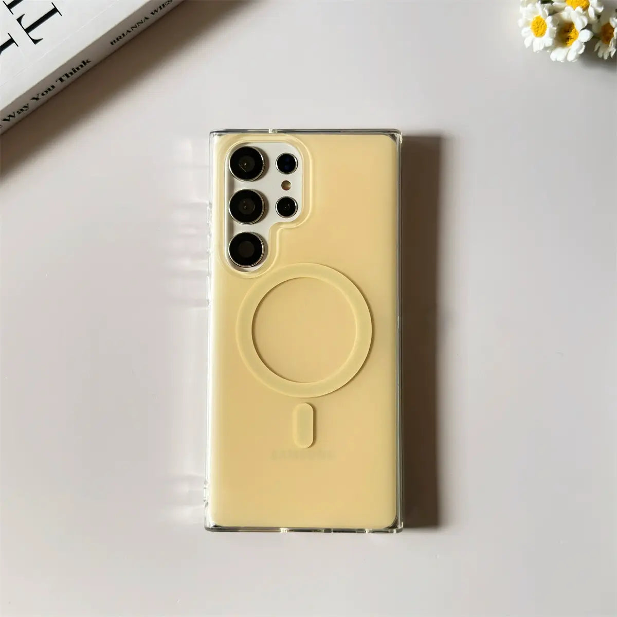 Cream Yellow Magnetic Clock Stand Case for Samsung S Series 我的商店