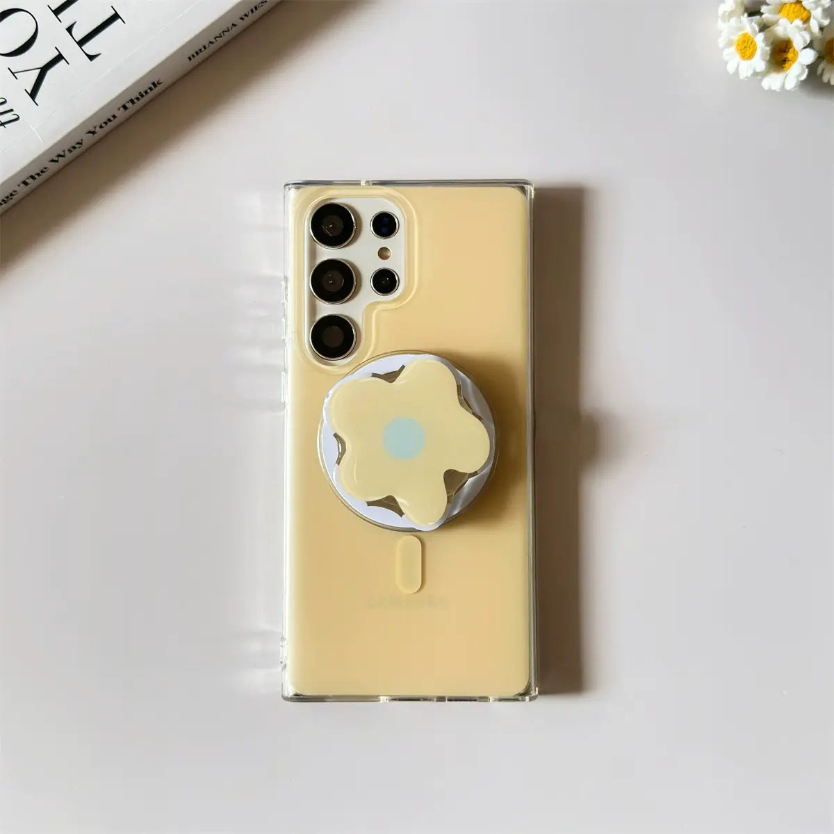 Cream Yellow Magnetic Clock Stand Case for Samsung S Series 我的商店