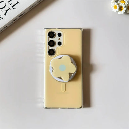 Cream Yellow Magnetic Clock Stand Case for Samsung S Series 我的商店