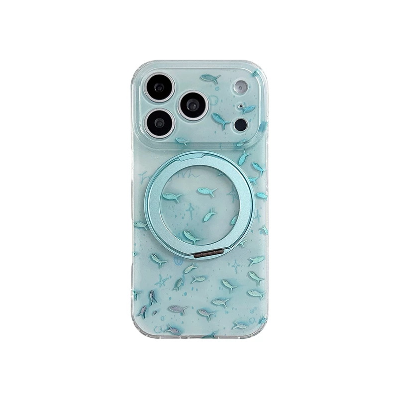 Clear Mint Blue Iridescent Fish iPhone Case