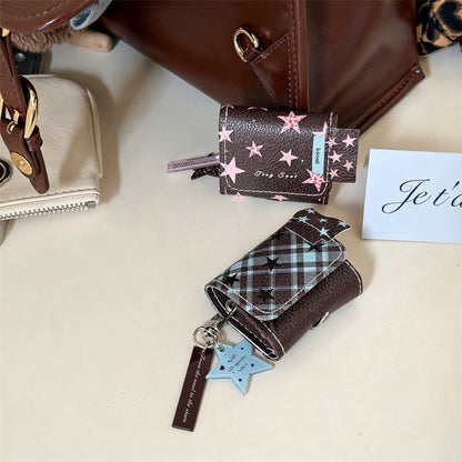 Plaid / Leopard Star Leather AirPods Case