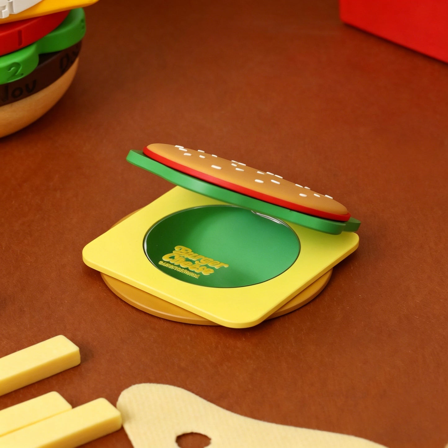Burger MagSafe Phone Holder, Food-themed Stand with Built-in Mirror