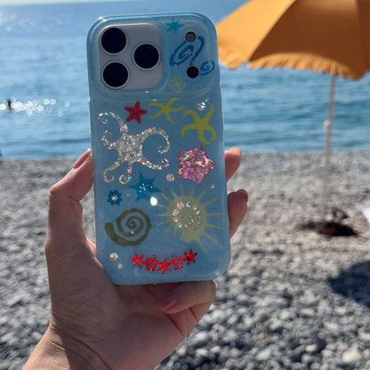 Ocean & Beach Themed iPhone Case with Beaded Strap & Charm