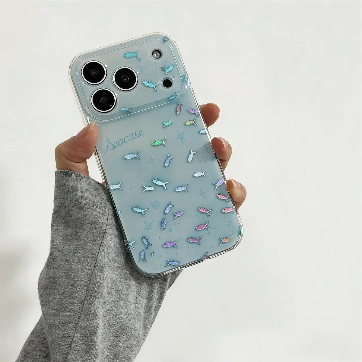 Clear Mint Blue Iridescent Fish iPhone Case  SeaCase