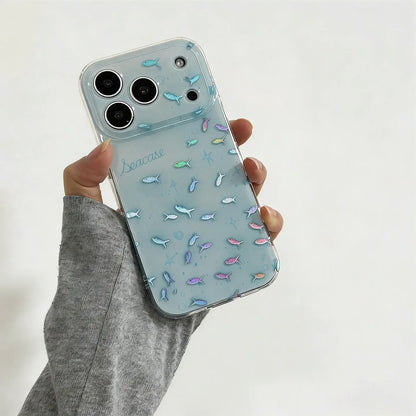Clear Mint Blue Iridescent Fish iPhone Case  SeaCase
