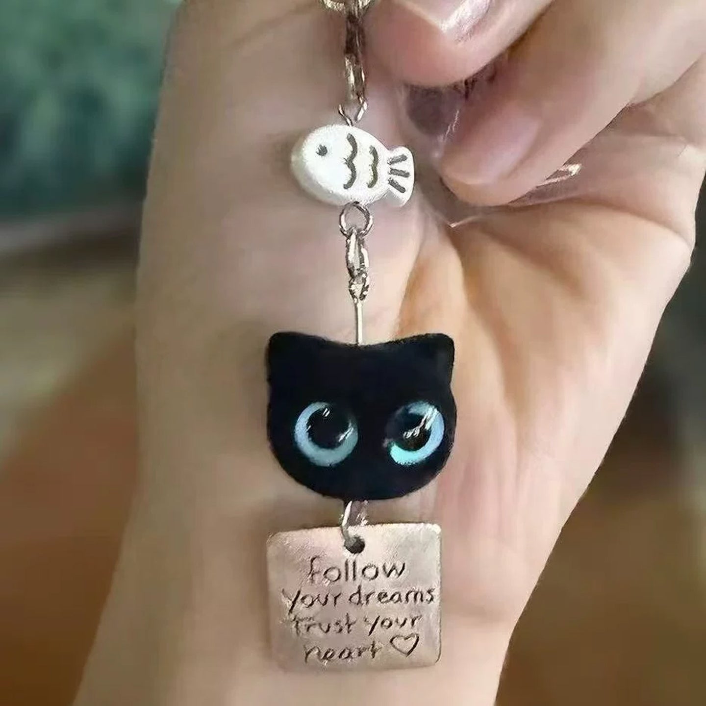 Cute Flocked Black Cat Keychain, Phone Charm Bag Pendant