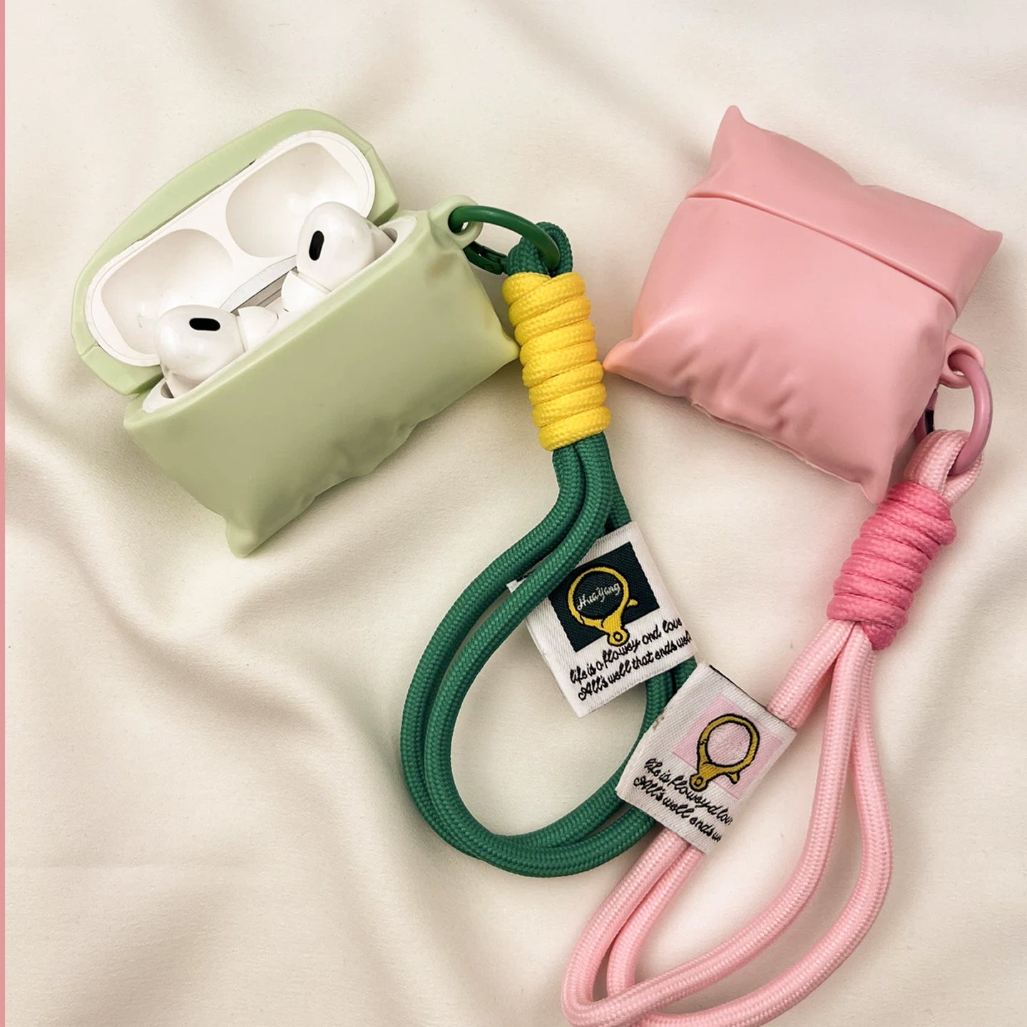 Pleated Irregular Pillow AirPods Case with Wrist Lanyard
