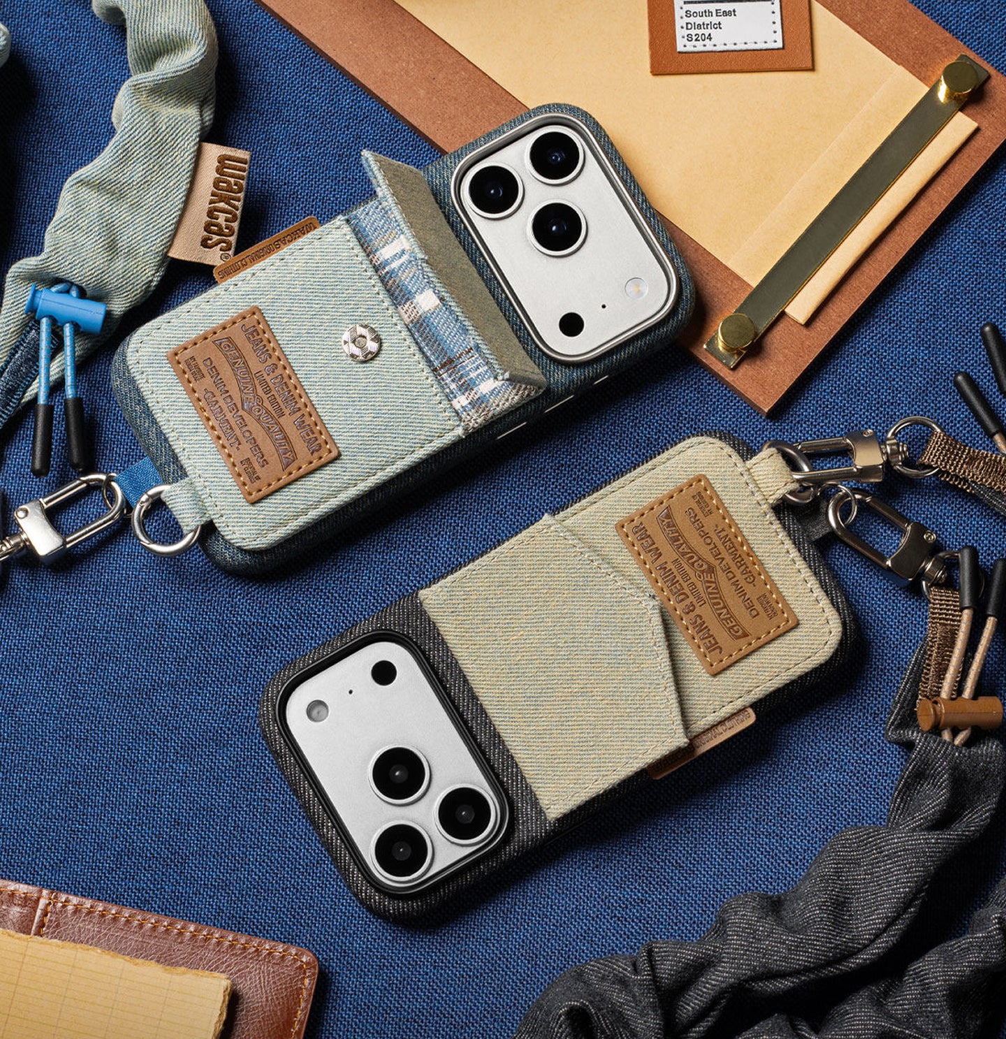 Color Block Denim iPhone Case with Card Slot