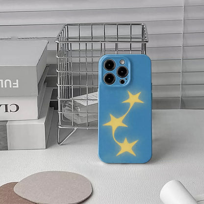 スカイブルー 流れ星 iPhoneケース、つや消しマットハードシェル