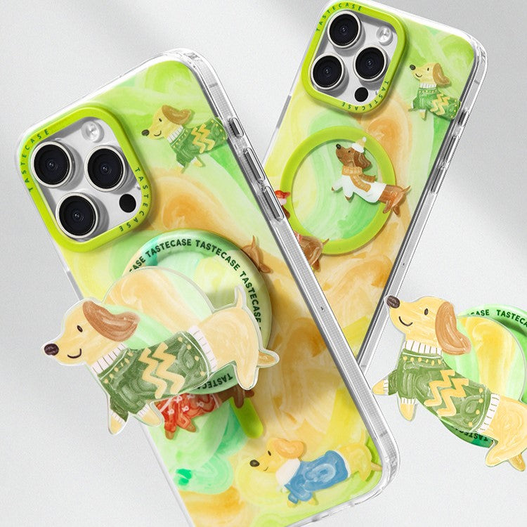 Watercolor Dachshund MagSafe iPhone Case with Matching Stand