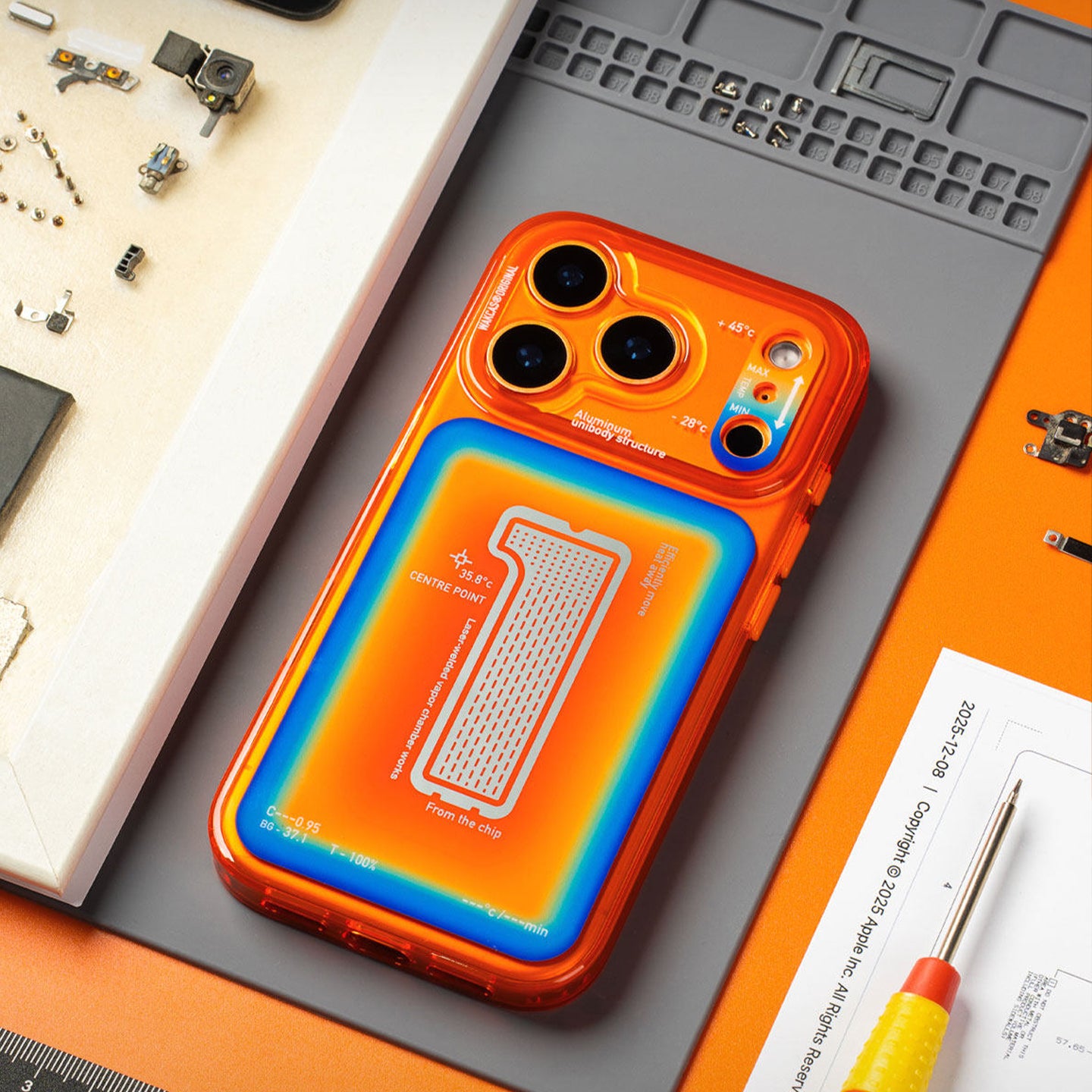 Thermal Induction Orange MagSafe Case, Shockproof Color Contrast Cover for iPhone