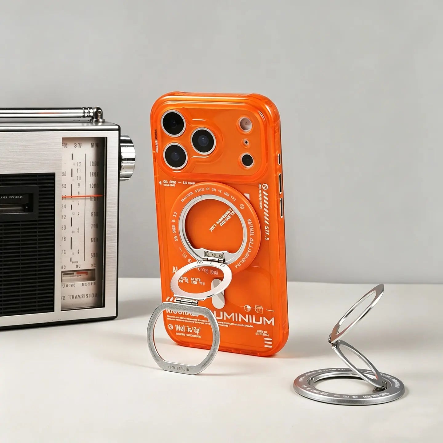 Aluminum Alloy Magnetic Phone Ring Holder, 360° Rotatable Multi-Angle Stand for MagSafe Compatible Devices 我的商店