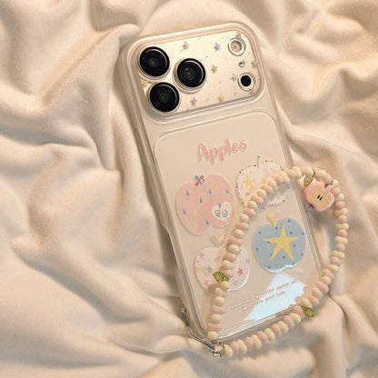 Pastel Apple Print iPhone Case with Beaded Chain