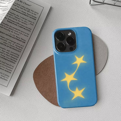 スカイブルー 流れ星 iPhoneケース、つや消しマットハードシェル