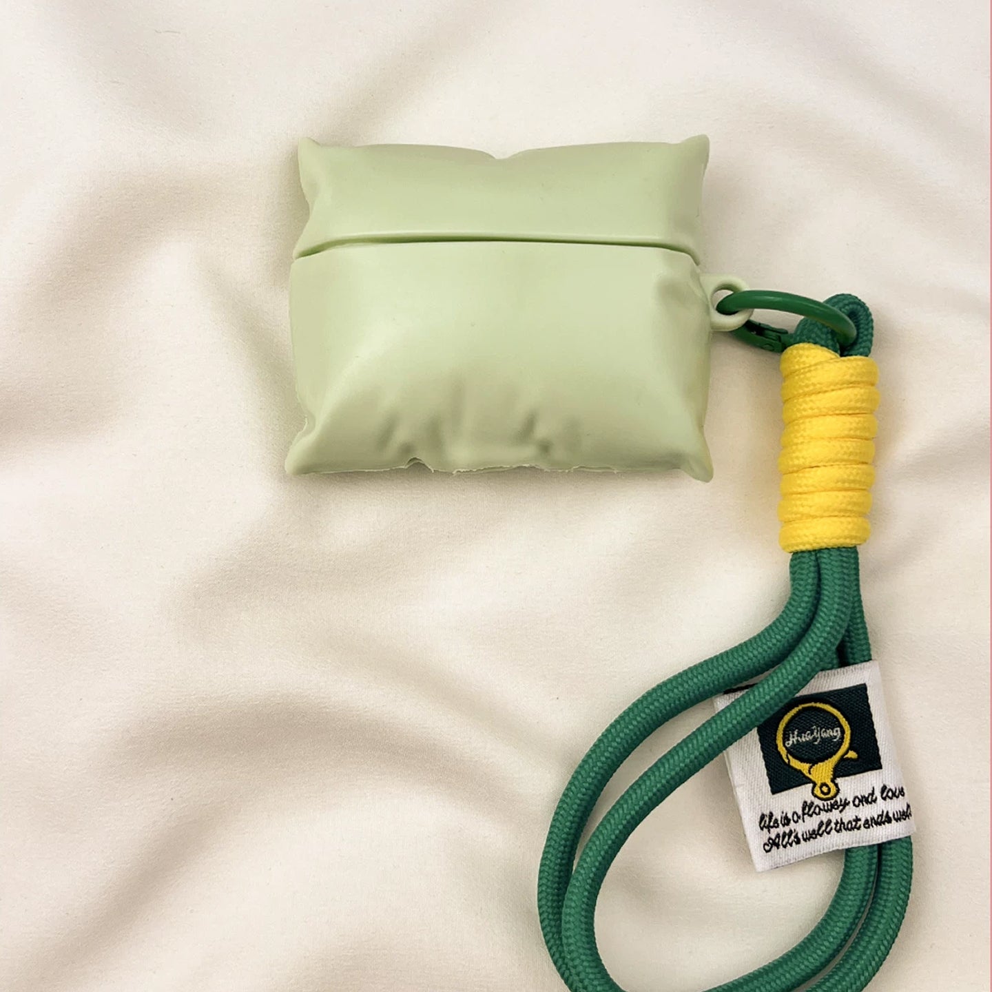 Pleated Irregular Pillow AirPods Case with Wrist Lanyard