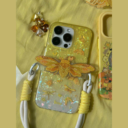 Golden Moth Shell Texture iPhone Case, IMD Double‑Layer Printed Hard Protective Cover for iPhone