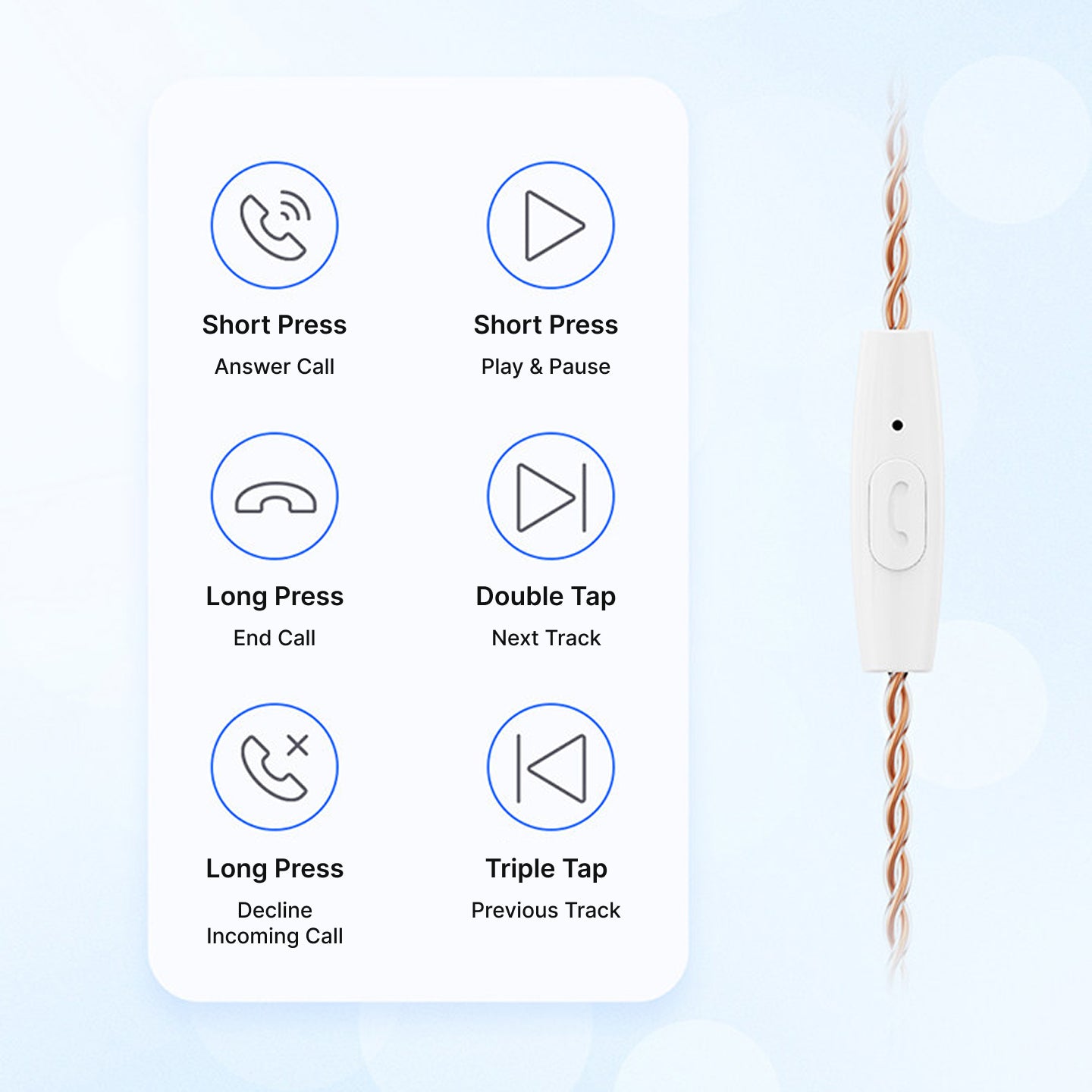 In-Ear Monitor Wired HiFi Earphones, Detachable 0.78mm 2Pin Cable, Optional Mic & Type-C Dongle