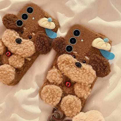 Cute 3D Brown Puppy Plush Case for Samsung Galaxy S-Series SEACASE