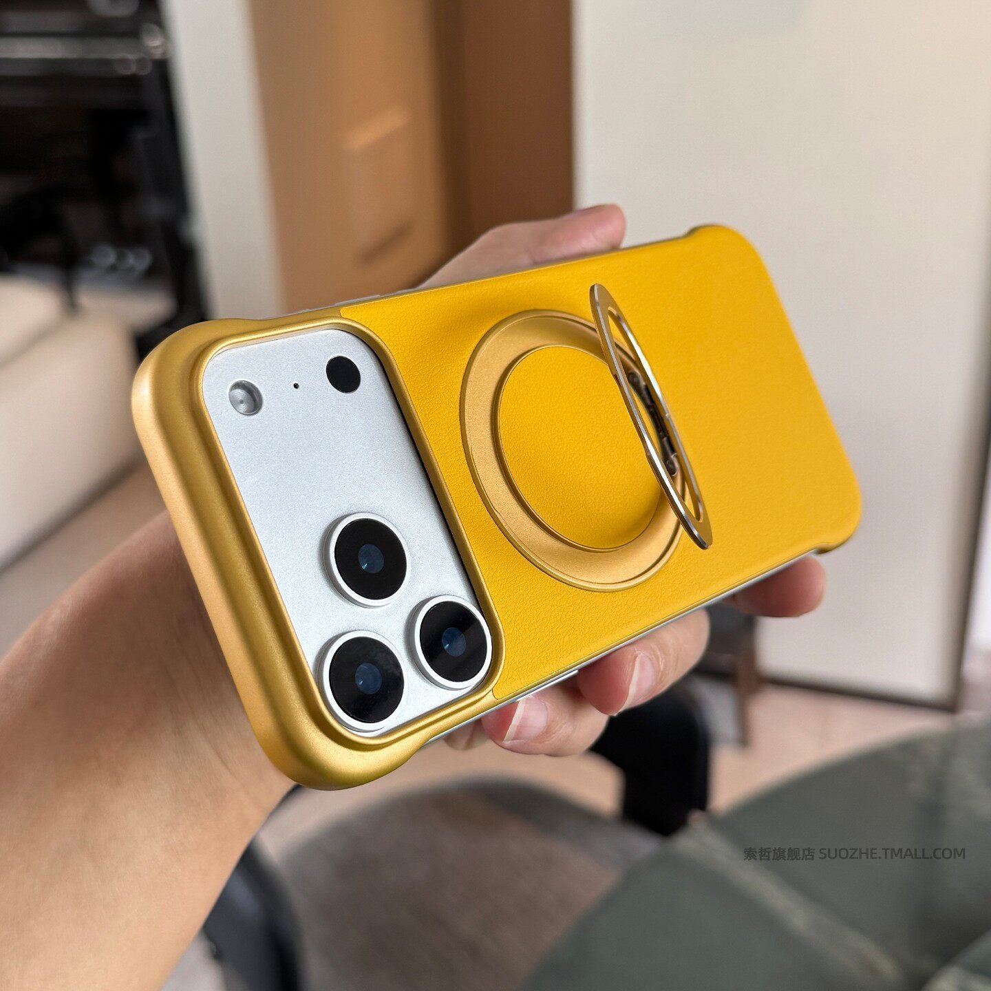 Frameless iPhone Case with Ring Stand, Ultra-Thin Shockproof