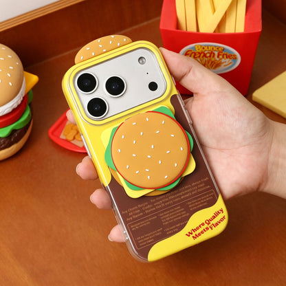 Burger MagSafe Phone Holder, Food-themed Stand with Built-in Mirror
