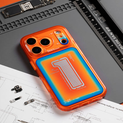 Thermal Induction Orange MagSafe Case, Shockproof Color Contrast Cover for iPhone
