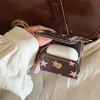 Plaid / Leopard Star Leather AirPods Case
