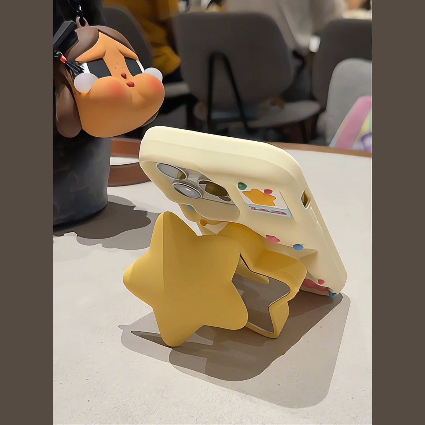3D Star Mirror & Stand iPhone Case in Cream Yellow