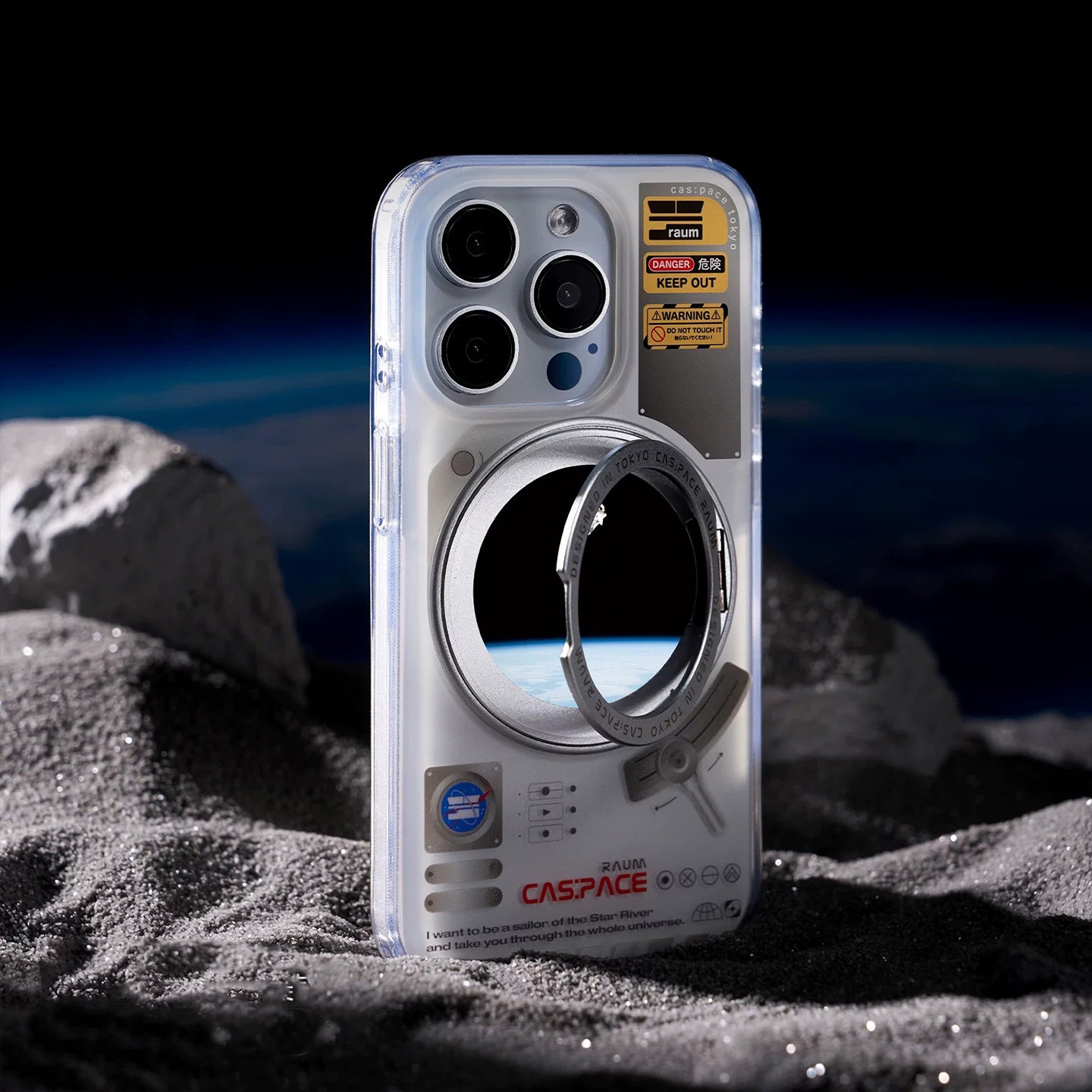 360도 회전 스탠드가 있는 스페이스 캡슐 MagSafe 아이폰 케이스