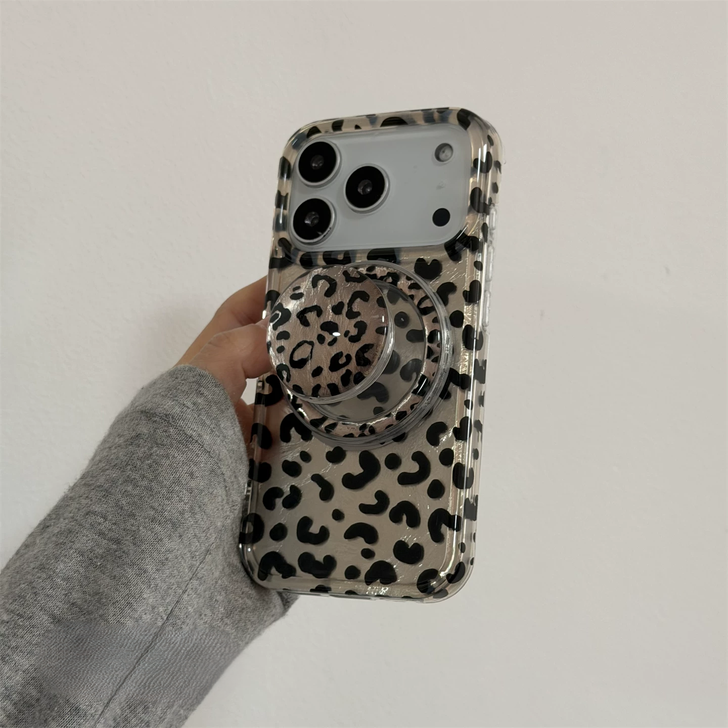 Vintage Leopard Print Magnetic iPhone Case, Reflective Tin Foil Texture