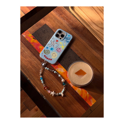 Ocean & Beach Themed iPhone Case with Beaded Strap & Charm