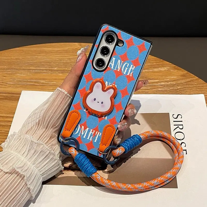 Orange & Blue Plaid Phone Case for Samsung Z Fold seaart