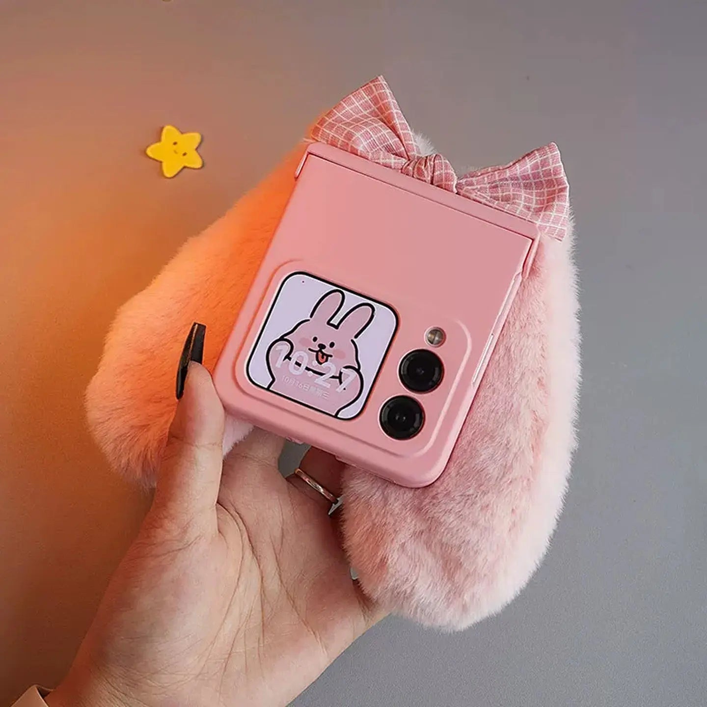 Cute Plush Bunny Ear Flip Case for Samsung Z Flip SEACASE